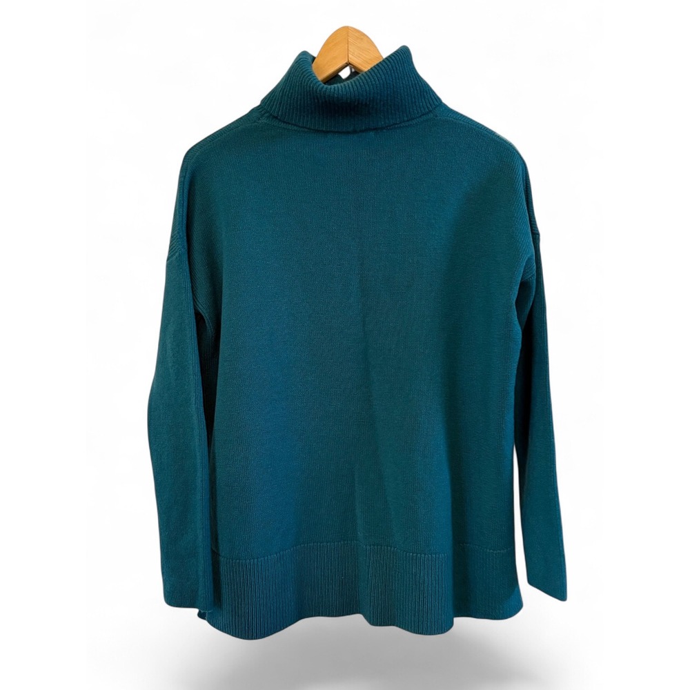 Boden Wmns Emerald Green Wool Turtleneck Sweater Small Classic Warm Oversized